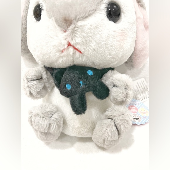 Pote Usa Loppy - Grey Bunny with Scarf Plushy - NWT - Picture 2 of 3